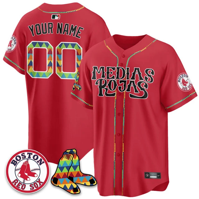 Custom Boston Red Sox Medias Rojas Limited Jersey - All Stitched women red custom