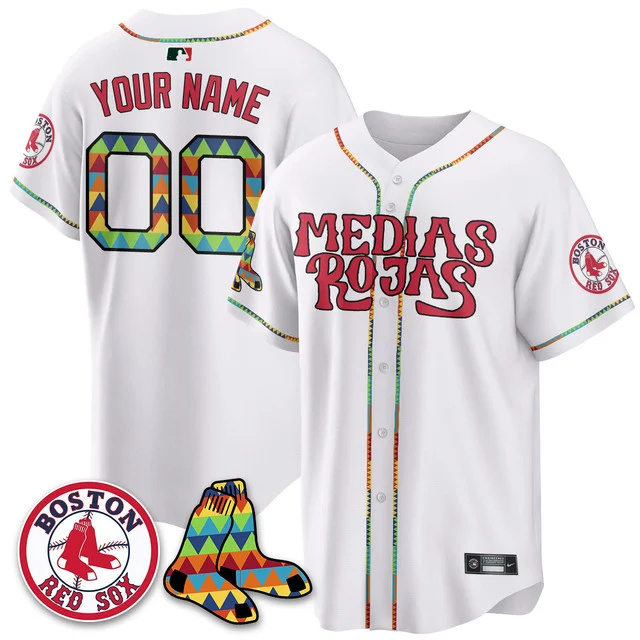 Custom Boston Red Sox Medias Rojas Limited Jersey - All Stitched women white custom