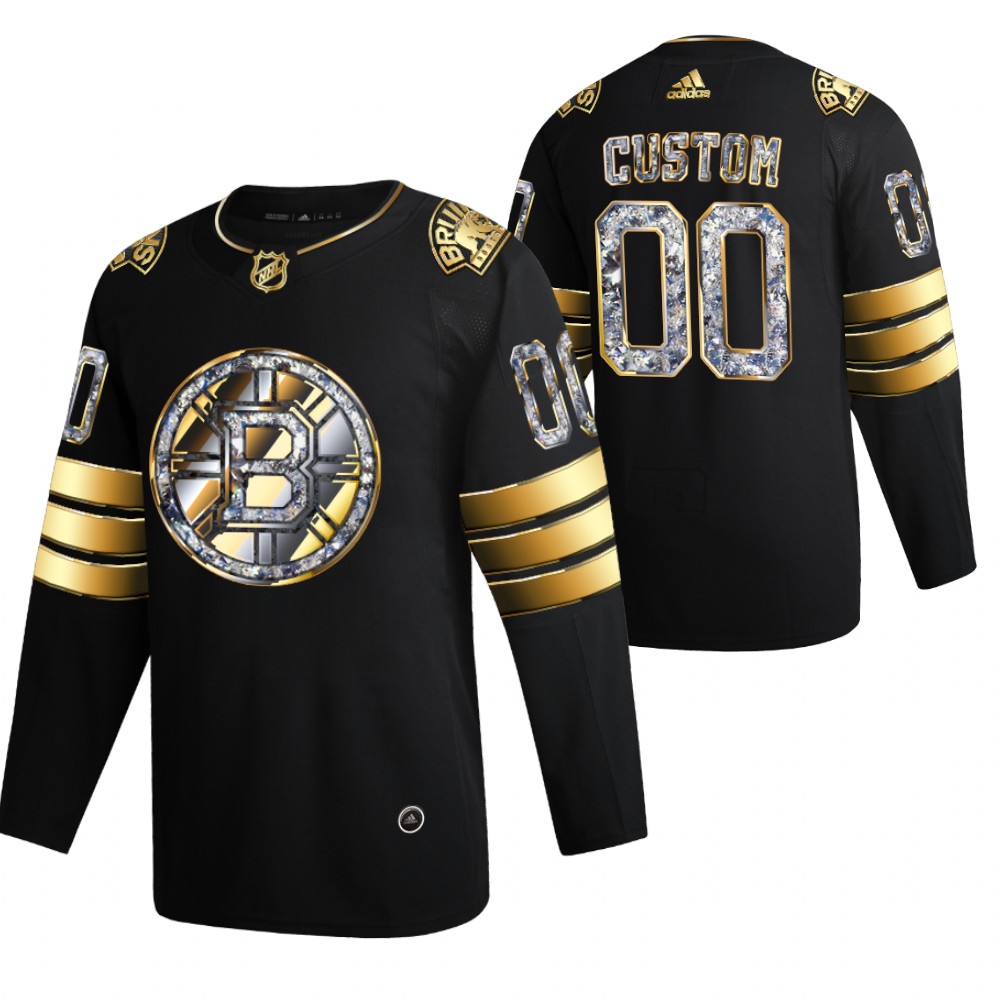 Custom Bruins #00 Black Diamond Edition 2022 Stanley Cup Playoffs Jersey Stitched
