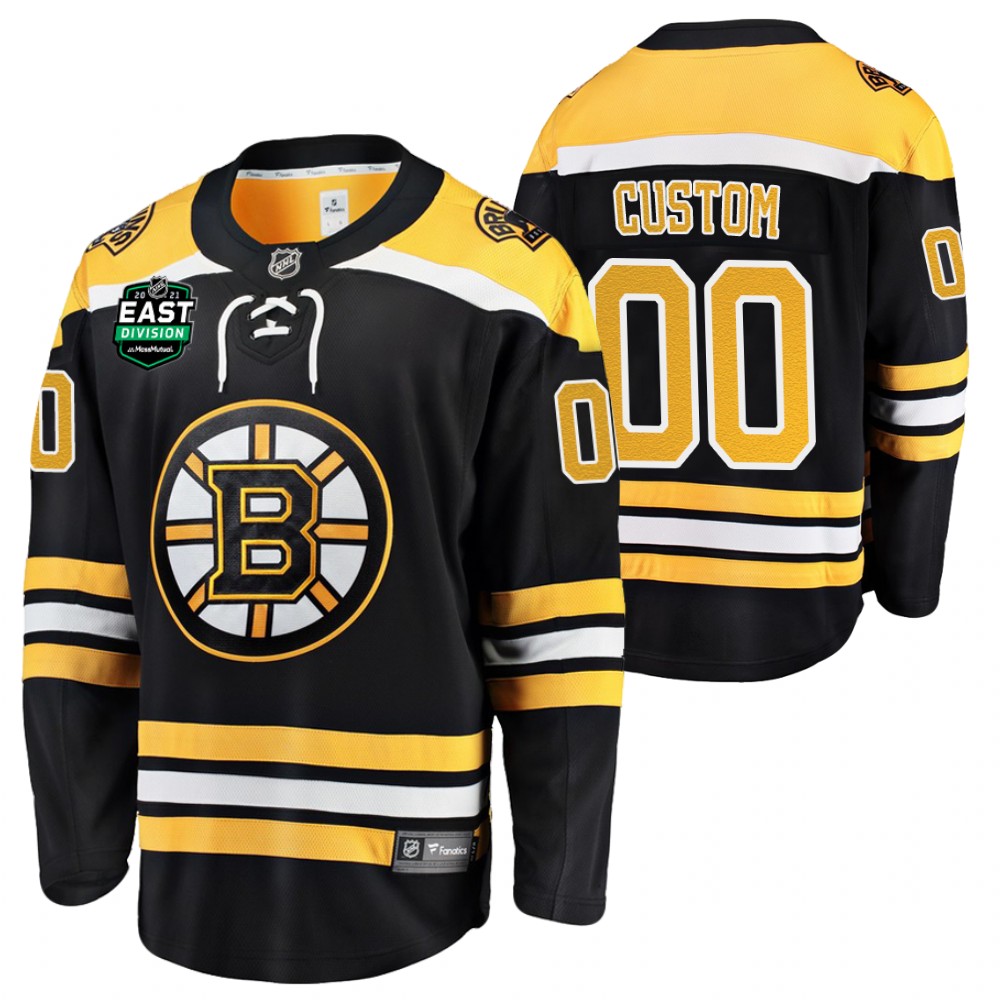Custom Bruins 2021 East Division Patch Jersey Black Home