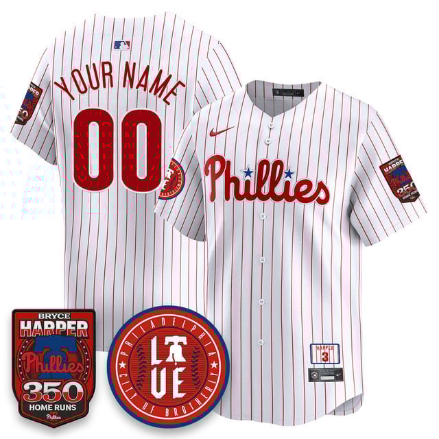Custom Bryce Harper Philadelphia Phillies 350 Home Runs Jersey white