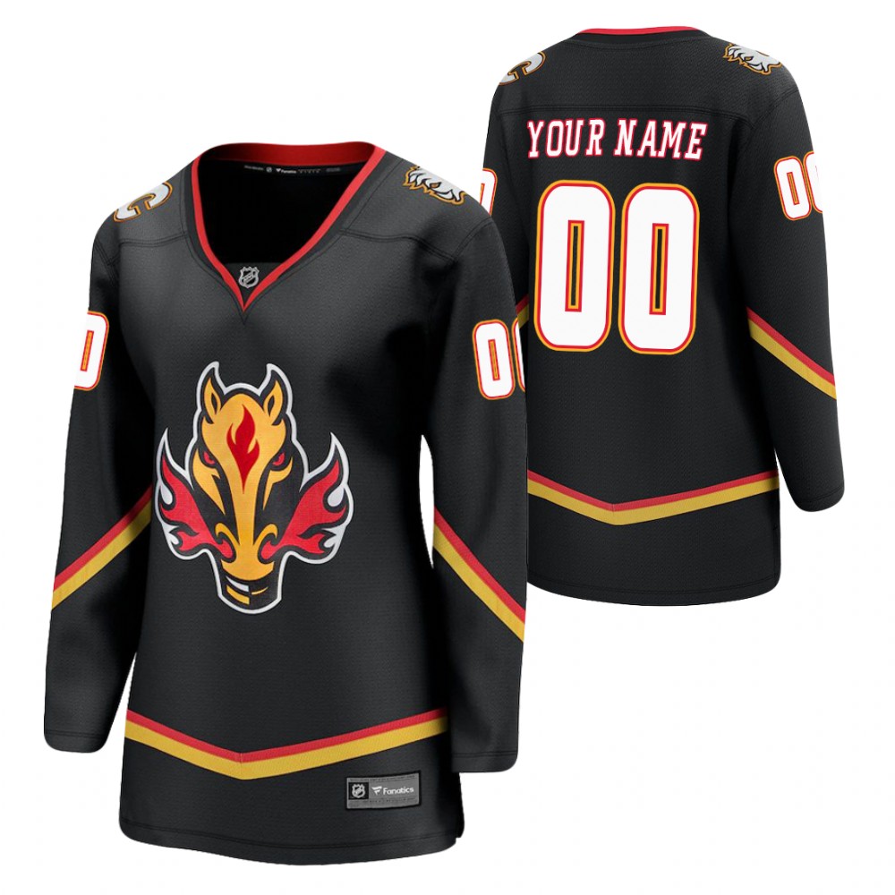Custom Calgary Flames 2021 Special Edition Black Women Jersey