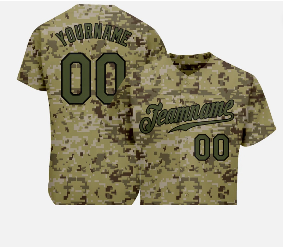 Custom Camo Olive-Black Authentic Salute To Service Baseball Jersey