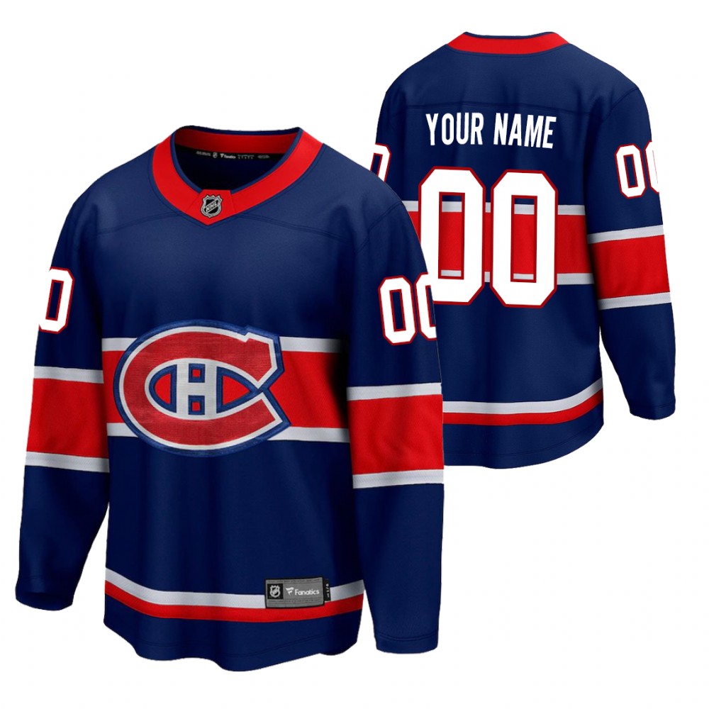 Custom Canadiens 2021 Reverse Retro Royal Jersey Special Edition