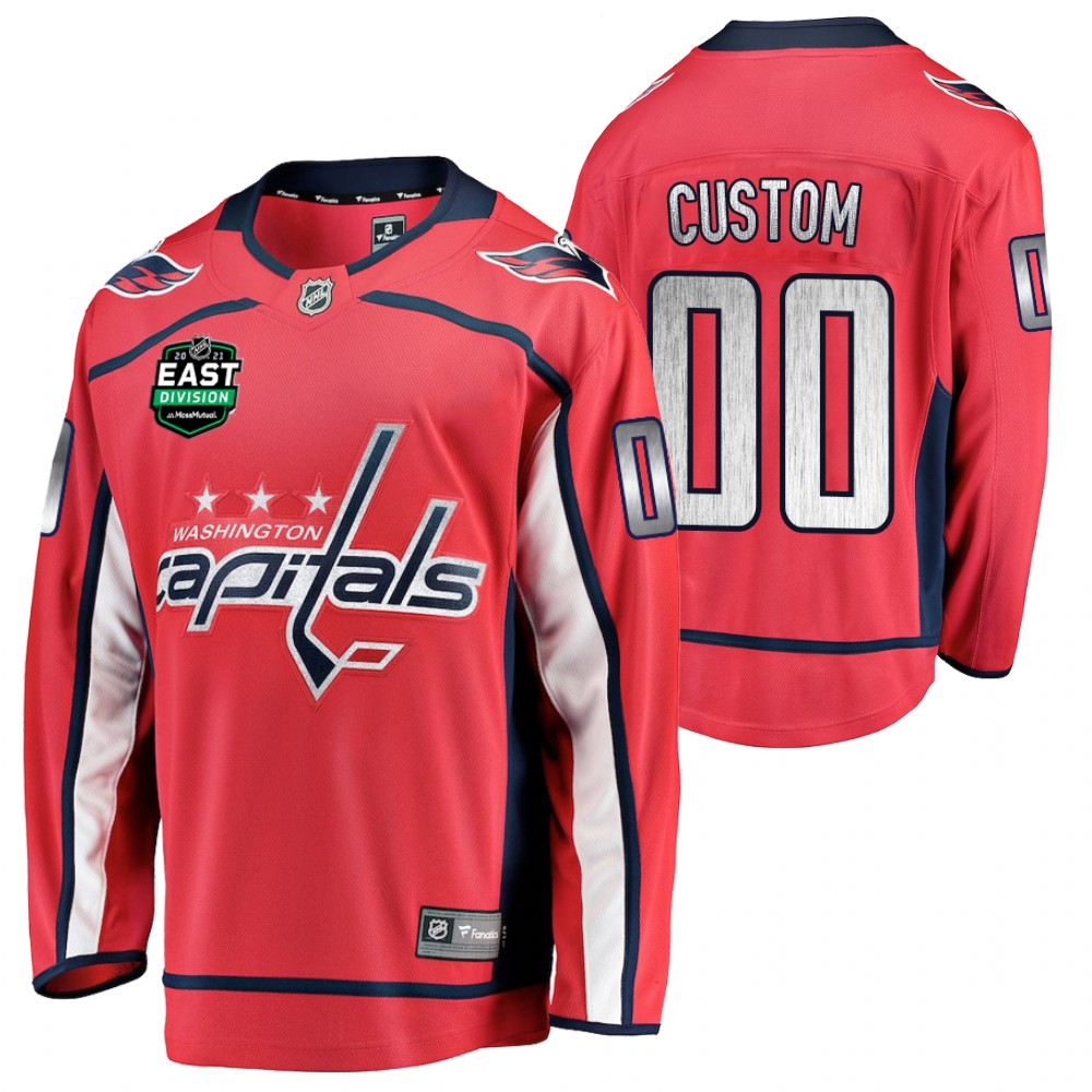 Custom Capitals 2021 East Division Patch Jersey Red Home