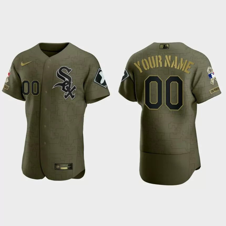 Custom Chicago White Sox 2021 Salute to Service Digital Camo Jersey – Green