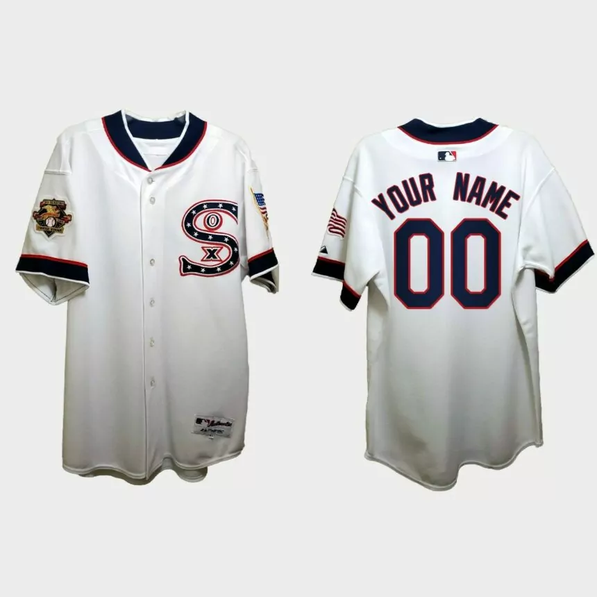 Custom Chicago White Sox Independence Day 1917 Throwback Jersey – White