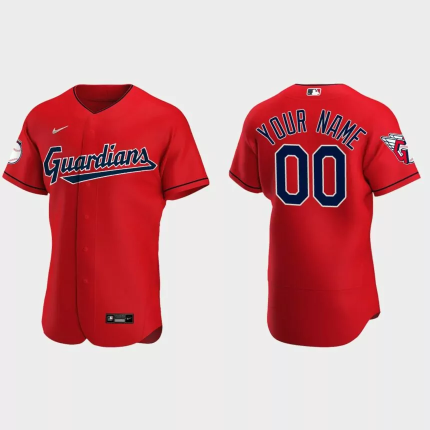 Custom Cleveland Guardians Authentic Alternate Jersey – Red
