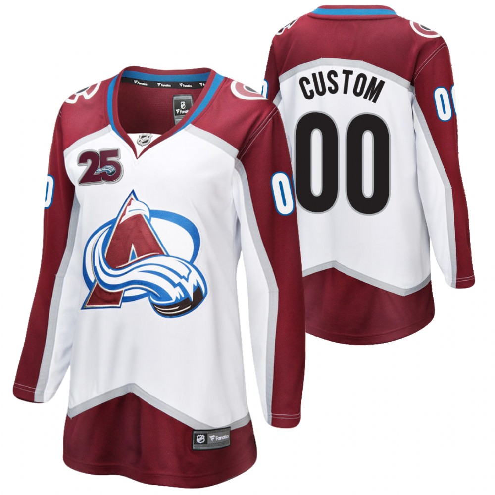 Custom Colorado Avalanche 25th Anniversary White Jersey Away