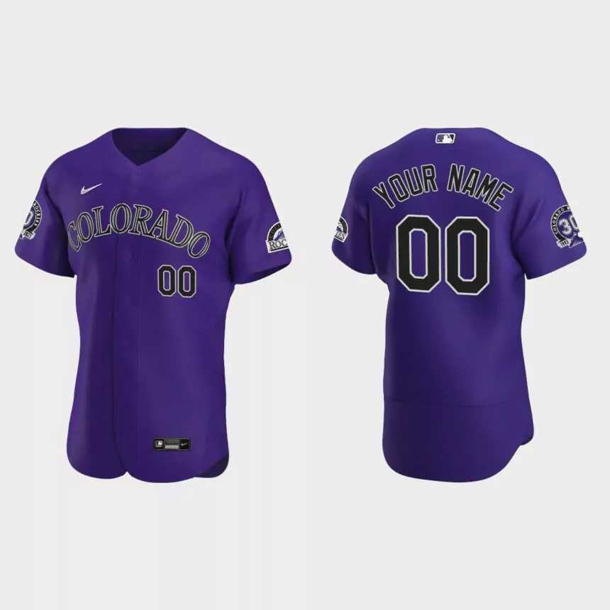 Custom Colorado Rockies 30th Anniversary Authentic Jersey – Purple