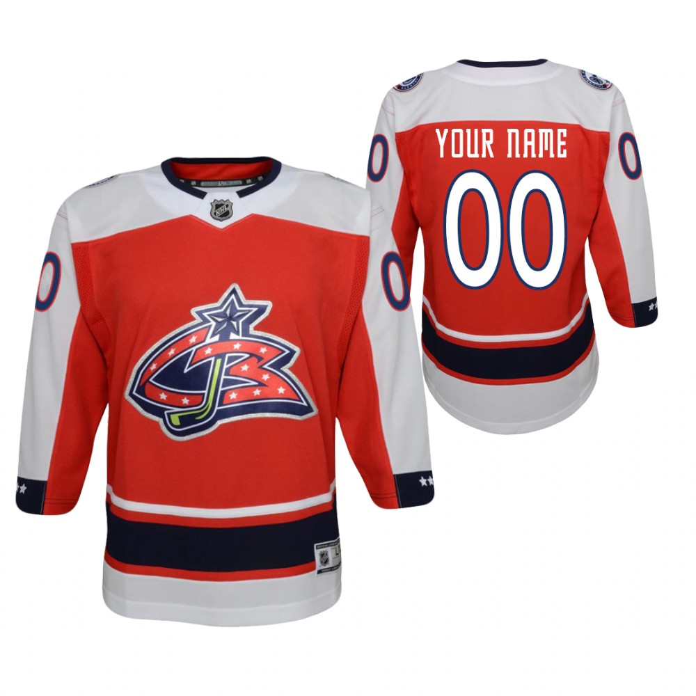 Custom Columbus Blue Jackets 2021 Reverse Retro Red Youth Jersey Replica