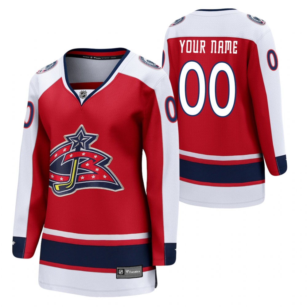 Custom Columbus Blue Jackets 2021 Special Edition Red Women Jersey