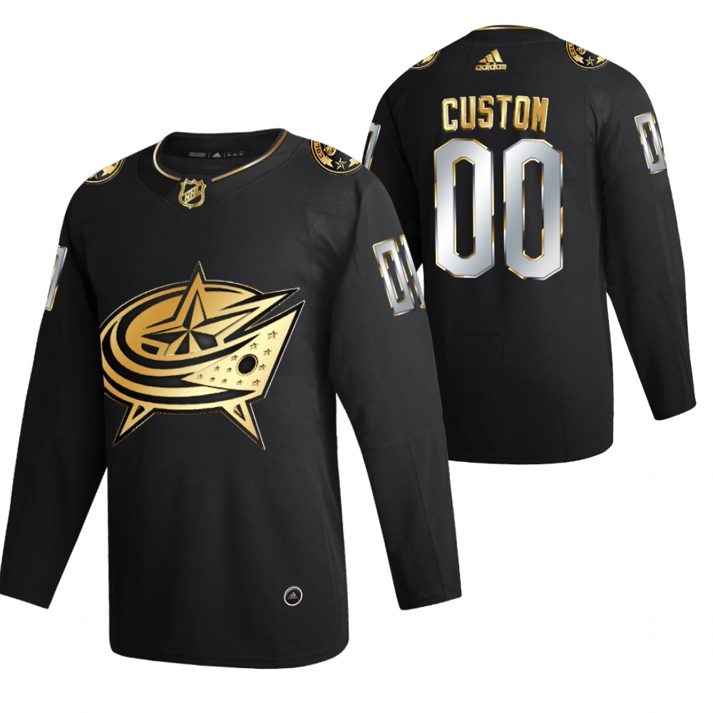 Custom Columbus Blue Jackets Black 2021 Golden Edition Jersey Limited Authentic
