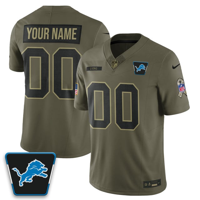 Custom Detroit Lions 2025 Salute to Service Limited Jersey