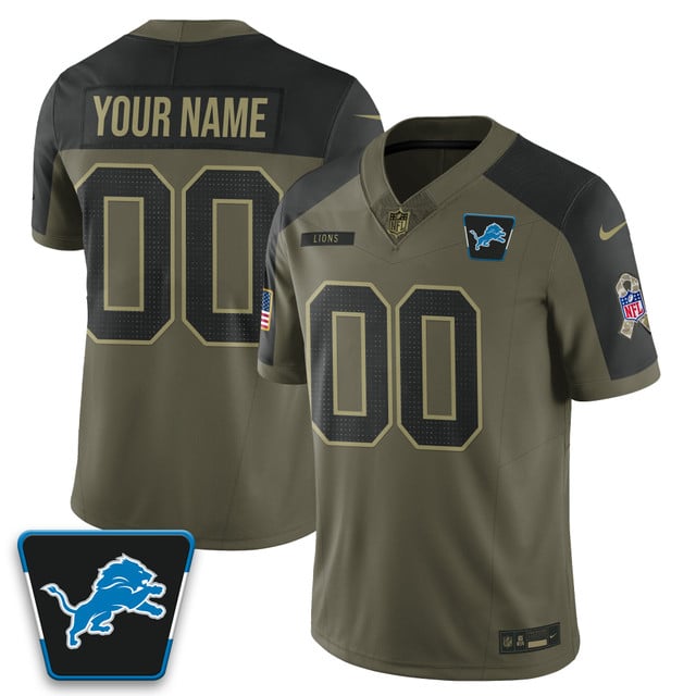 Custom Detroit Lions 2025 Salute to Service Limited Jersey olive