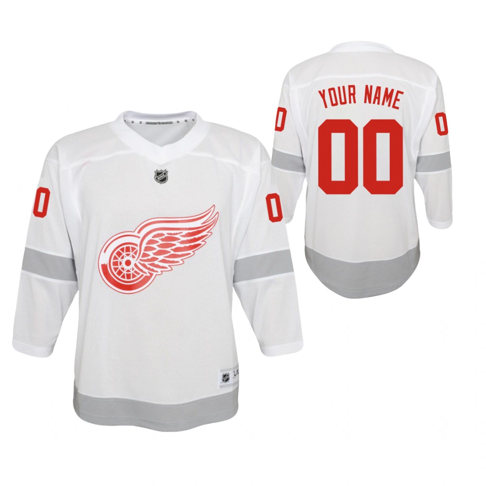 Custom Detroit Red Wings 2021 Reverse Retro White Youth Jersey Special Edition