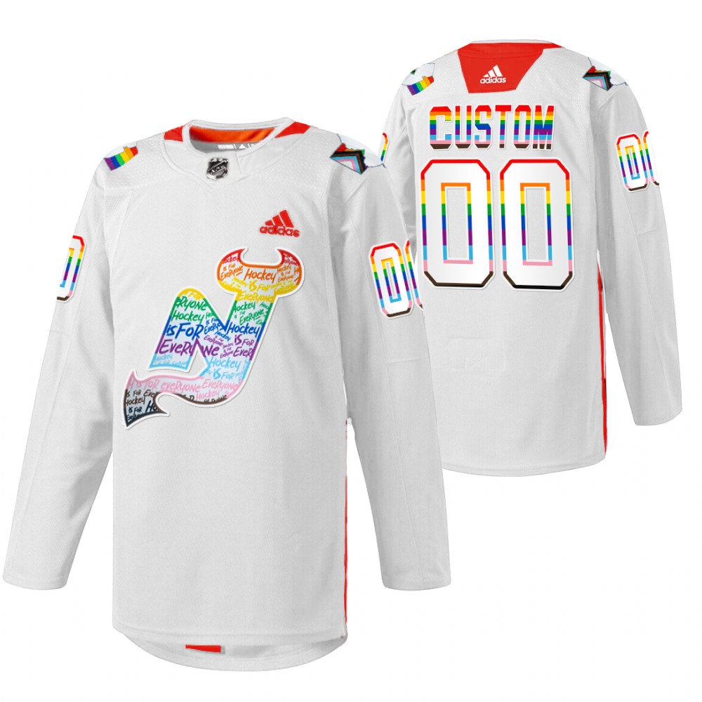 Custom Devils LGBTQ Pride Night 2022 Jersey White Warmup