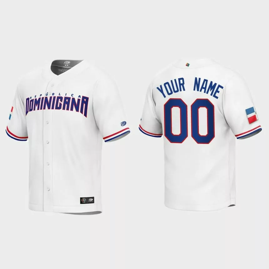 Custom Dominican Republic Baseball 2023 World Baseball Classic Replica Jersey – White