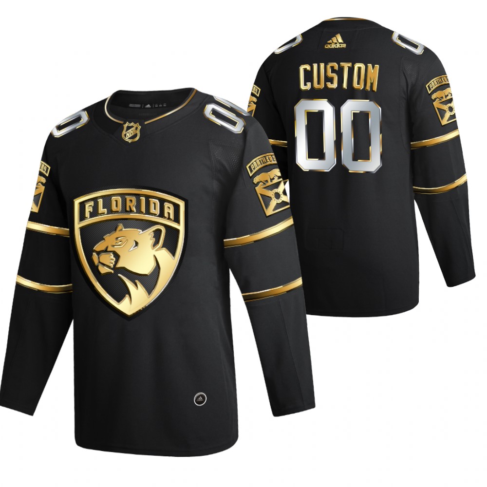 Custom Florida Panthers Black 2021 Golden Edition Jersey Limited Authentic