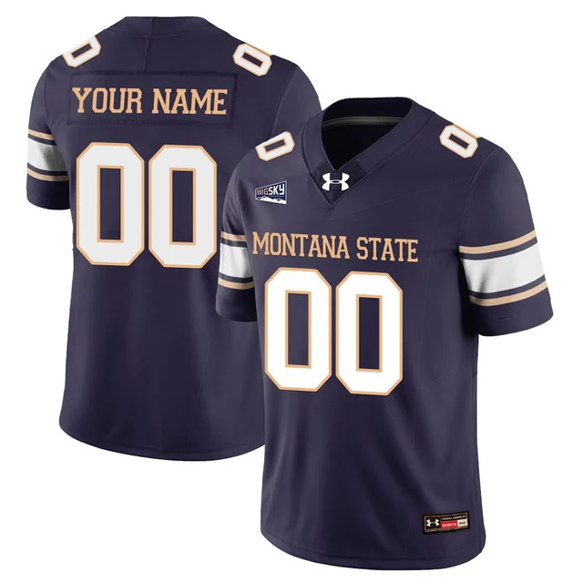 Custom Gender Name Montana State Bobcat Football Jersey - All Stitched men navy custom