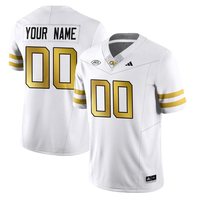Custom GenderName Georgia Tech Football 2025 Limited Jersey WHITE