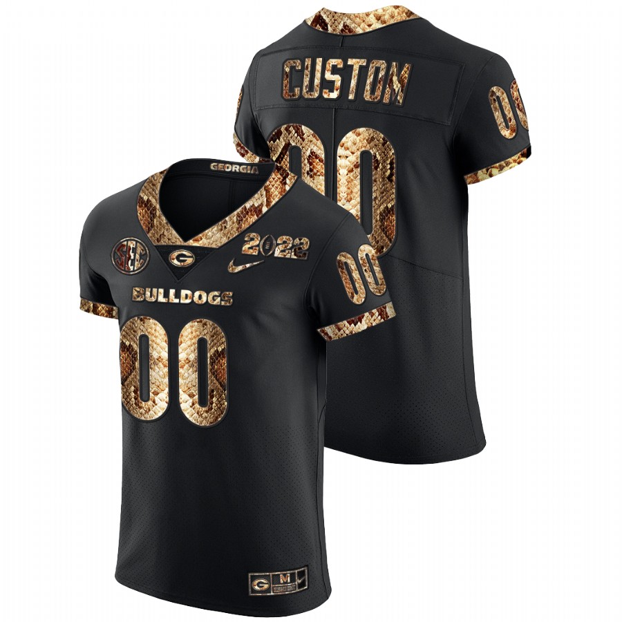 Custom Georgia Bulldogs Black 2022 College Football Playoff Python Skin Jersey