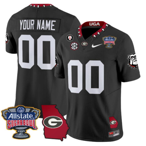 Custom Georgia Bulldogs Jersey 2025 Sugar Bowl Patch Vapor Limited Black Limited