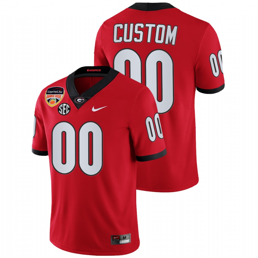 Custom Georgia Bulldogs Red 2021 Orange Bowl College Football Playoff Jersey