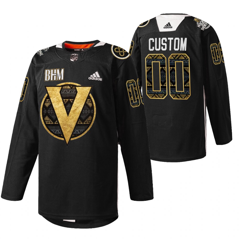 Custom Golden Knights Black History Month 2022 Jersey Black Warm-up