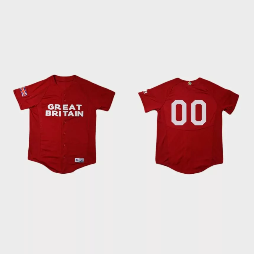Custom Great Britain World Baseball Classic Jersey – Red
