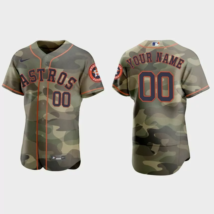Custom Houston Astros 2021 National Armed Forces Day Authentic Jersey – Camo