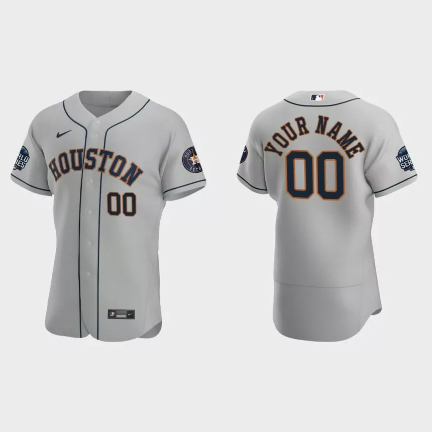 Custom Houston Astros 2021 World Series Authentic Jersey – Gray