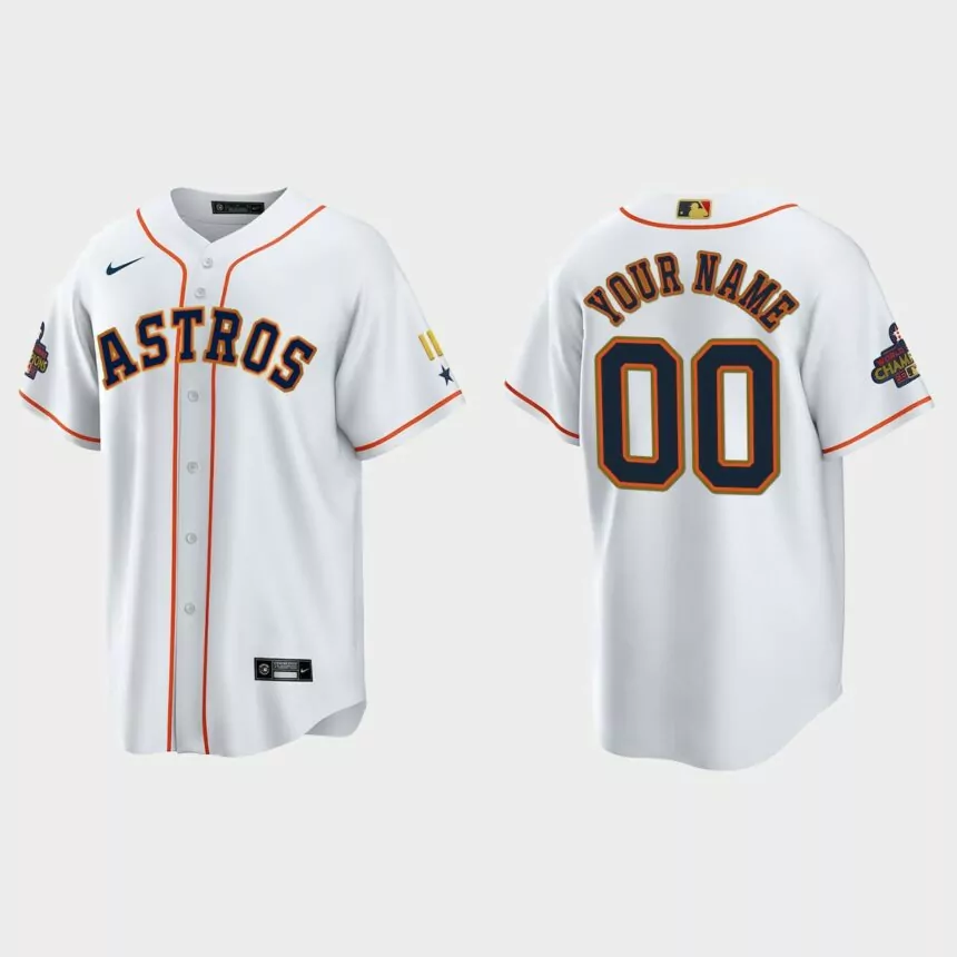 Custom Houston Astros 2023 Gold Program Jersey – White