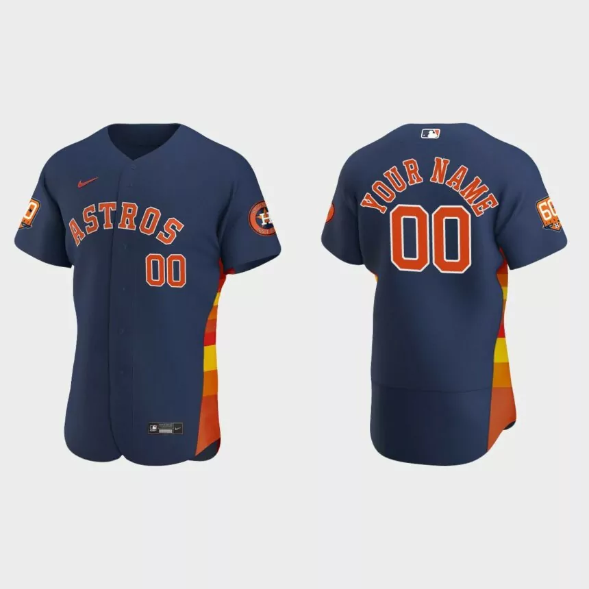 Custom Houston Astros 60th Anniversary Authentic Jersey – Navy