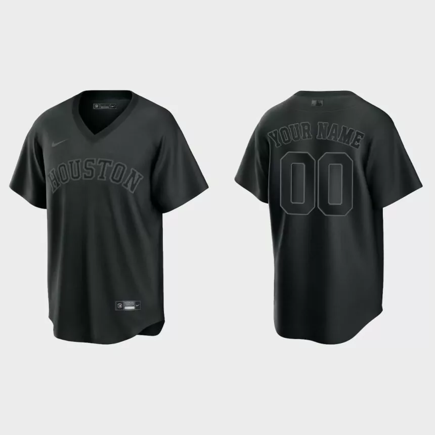 Custom Houston Astros Pitch Black Fashion Replica Jersey – Black
