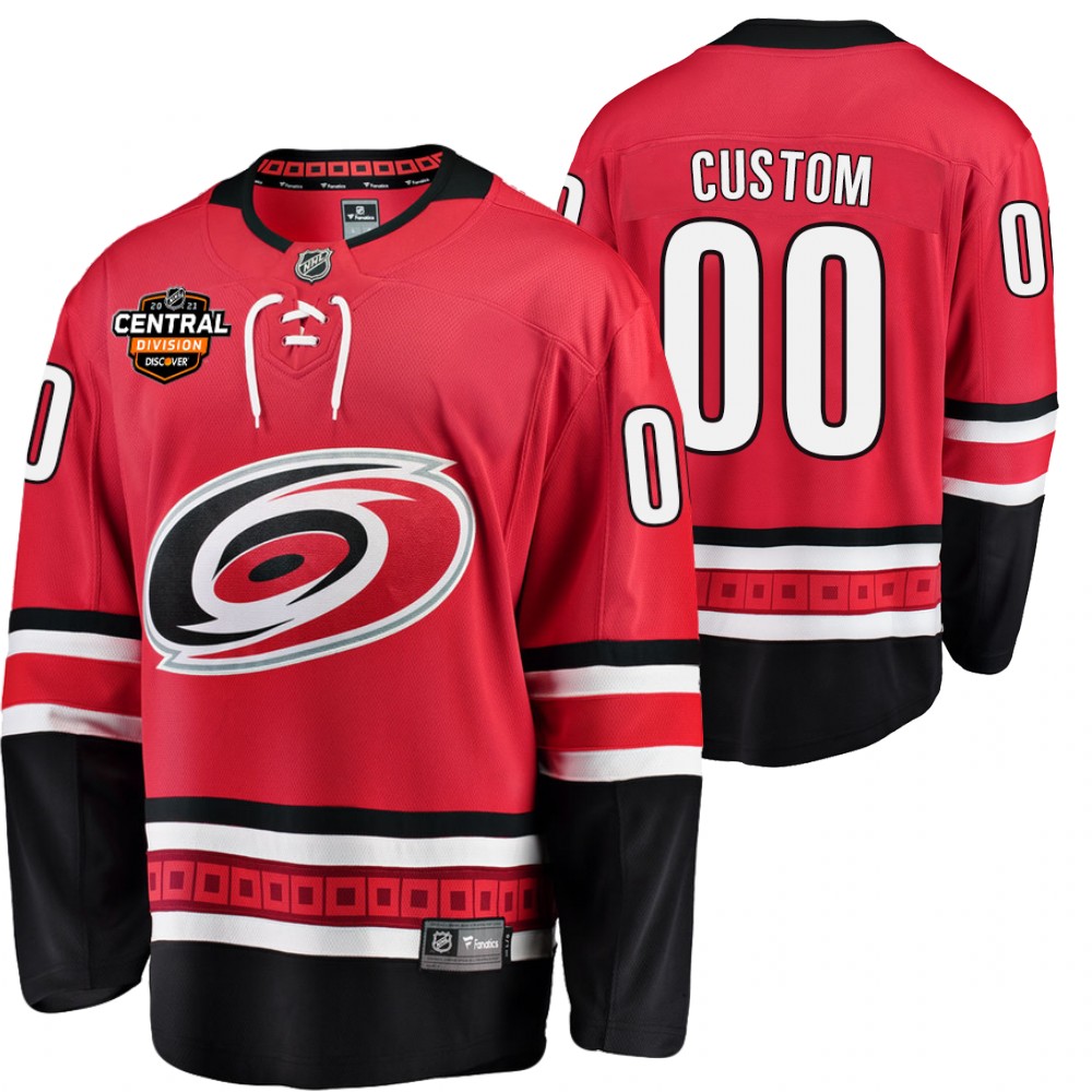 Custom Hurricanes 2021 Central Division Patch Jersey Red Home