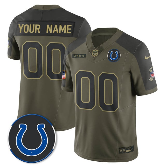 Custom Indianapolis Colts 2025 Salute to Service Limited Jersey olive