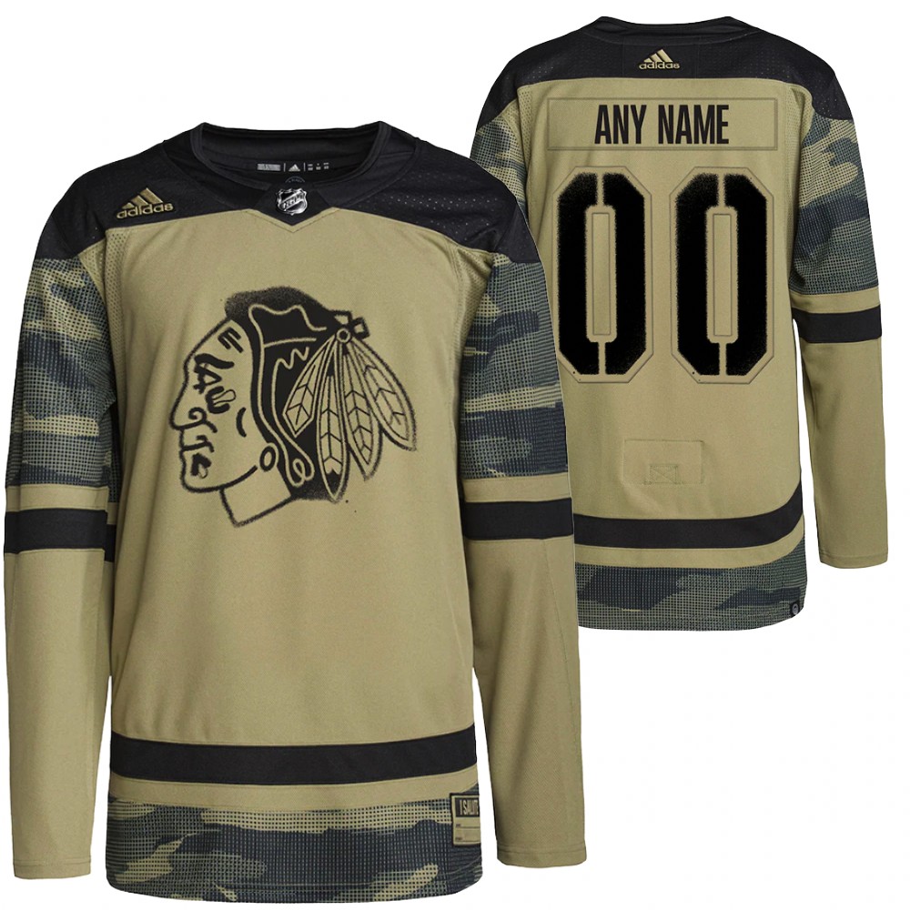 Custom Jersey Chicago Blackhawks Military Appreciation Camo Practice