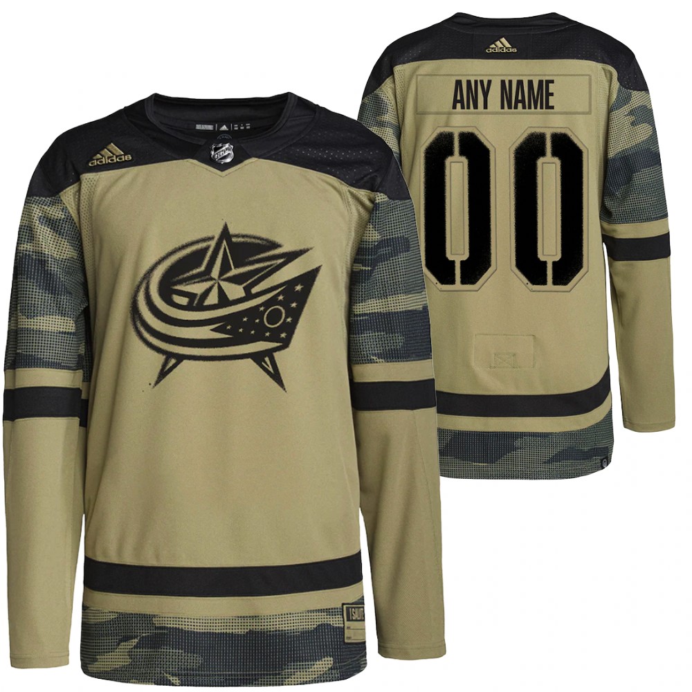 Custom Jersey Columbus Blue Jackets Military Appreciation Camo Practice