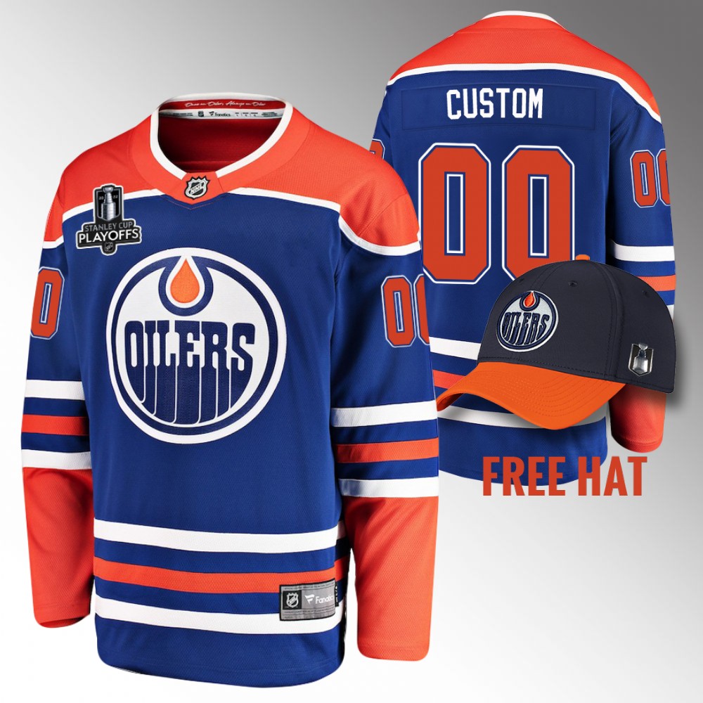 Custom Jersey Edmonton Oilers 2022 Pacific Conference Champions Royal Alternate