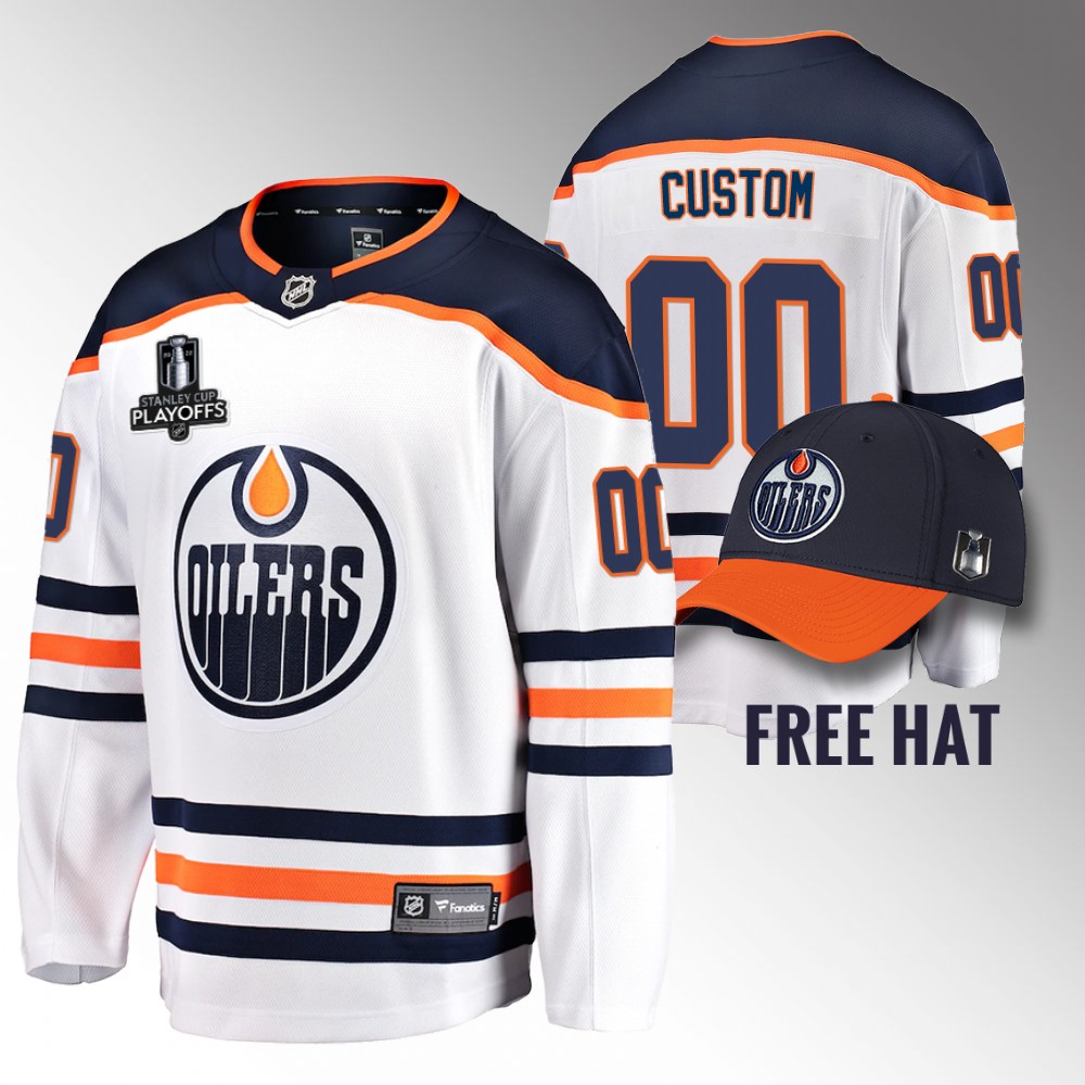 Custom Jersey Edmonton Oilers 2022 Pacific Conference Champions White Away