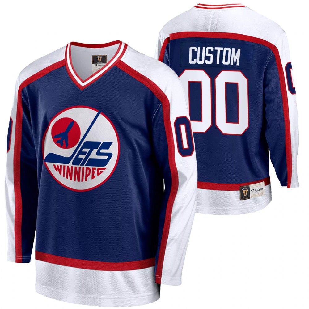 Custom Jersey Winnipeg Jets Vintage Blue Replica