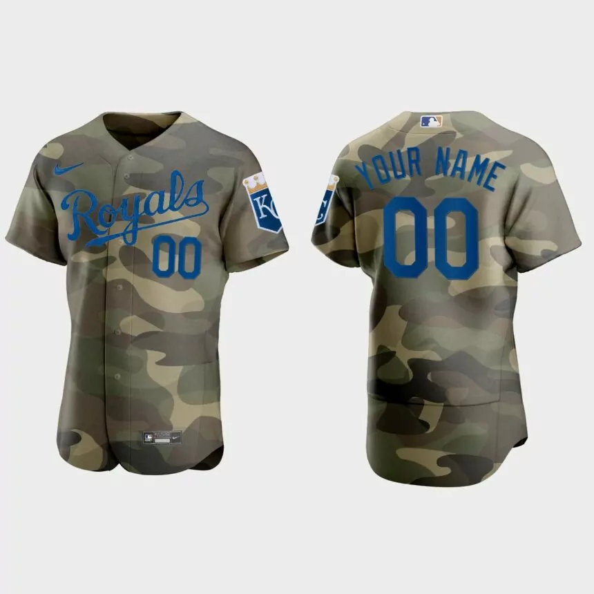 Custom Kansas City Royals 2021 National Armed Forces Day Authentic Jersey – Camo