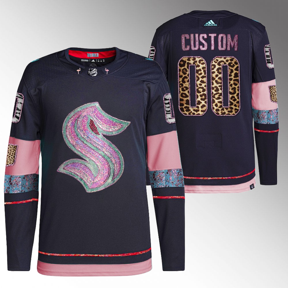 Custom Kraken MGK Leopard Print Jersey Navy Diamond Limited