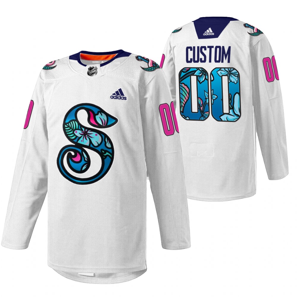 Custom Kraken Pride Night Jersey White Warmup