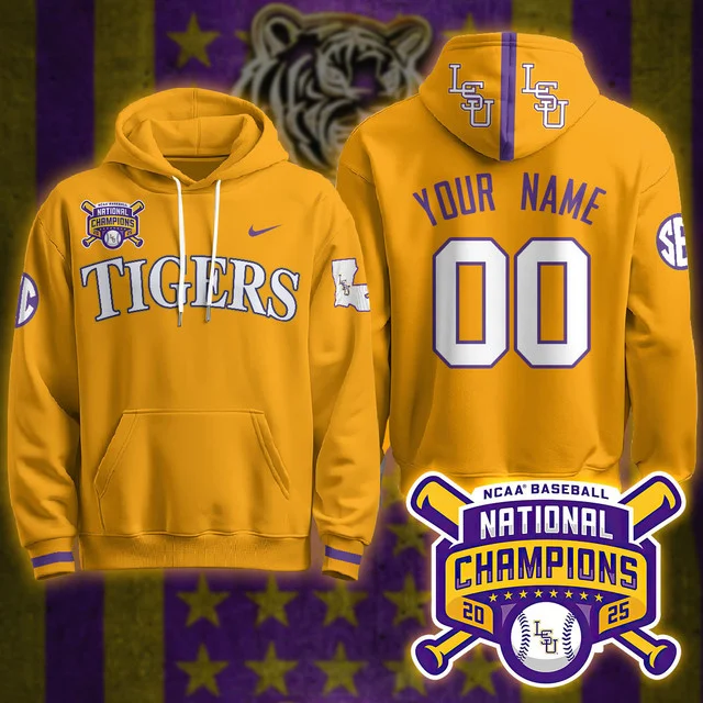 Custom LSU Tigers 2025 World Series Champions Limited Hoodie GOLD