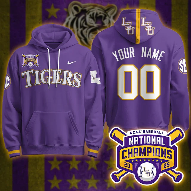 Custom LSU Tigers 2025 World Series Champions Limited Hoodie PURPLE