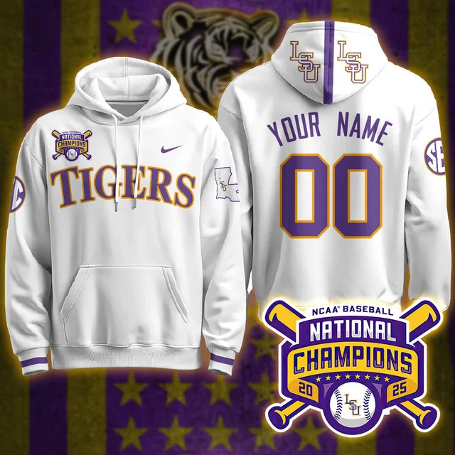 Custom LSU Tigers 2025 World Series Champions Limited Hoodie WHITE