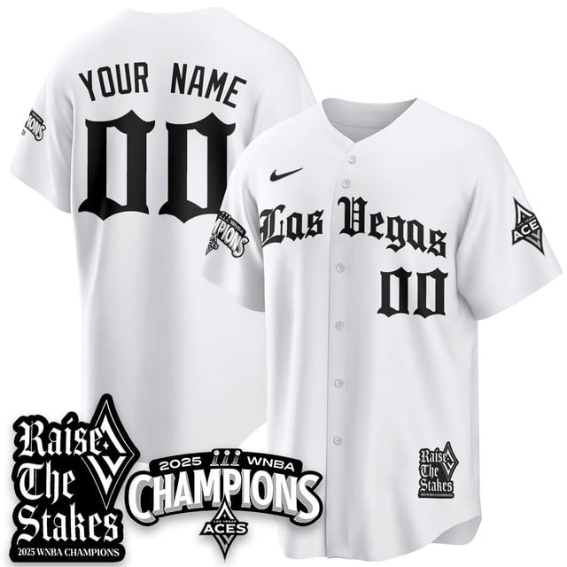Custom Las Vegas Aces 2025 WNBA Championship Baseball Jersey white