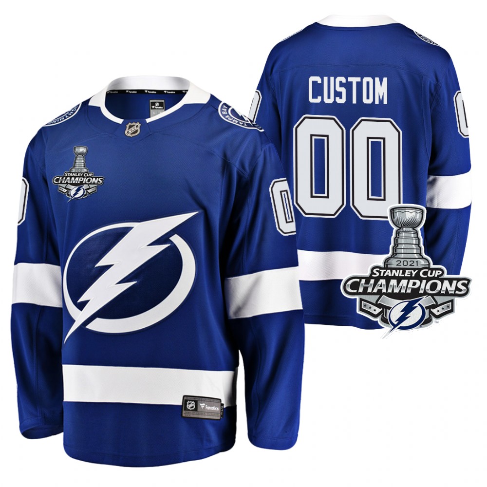 Custom Lightning 2021 Stanley Cup Champions Blue Home Jersey